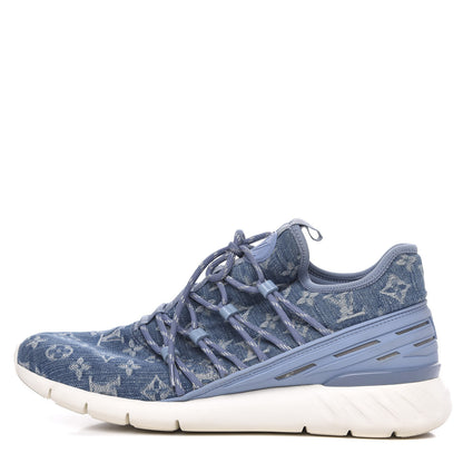 Louis Vuitton Denim Rubber Monogram Fastlane Low Sneakers 8.5 Navy 1 of 7