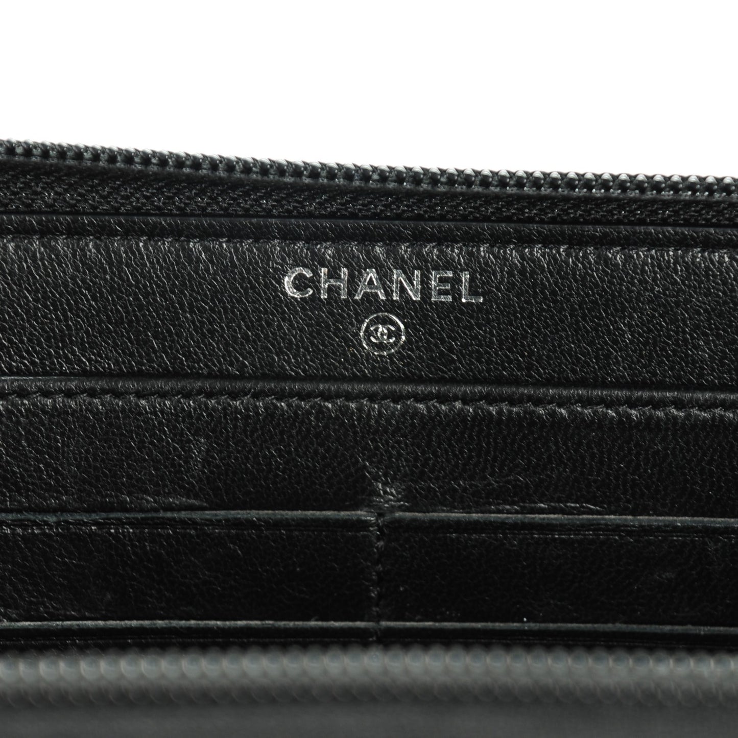 Lambskin Quilted Boy Zip Around Wallet Black