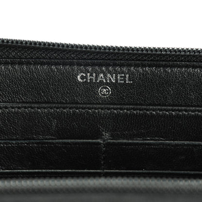 Chanel Lambskin Quilted Boy Zip Around Wallet Black 6 of 8