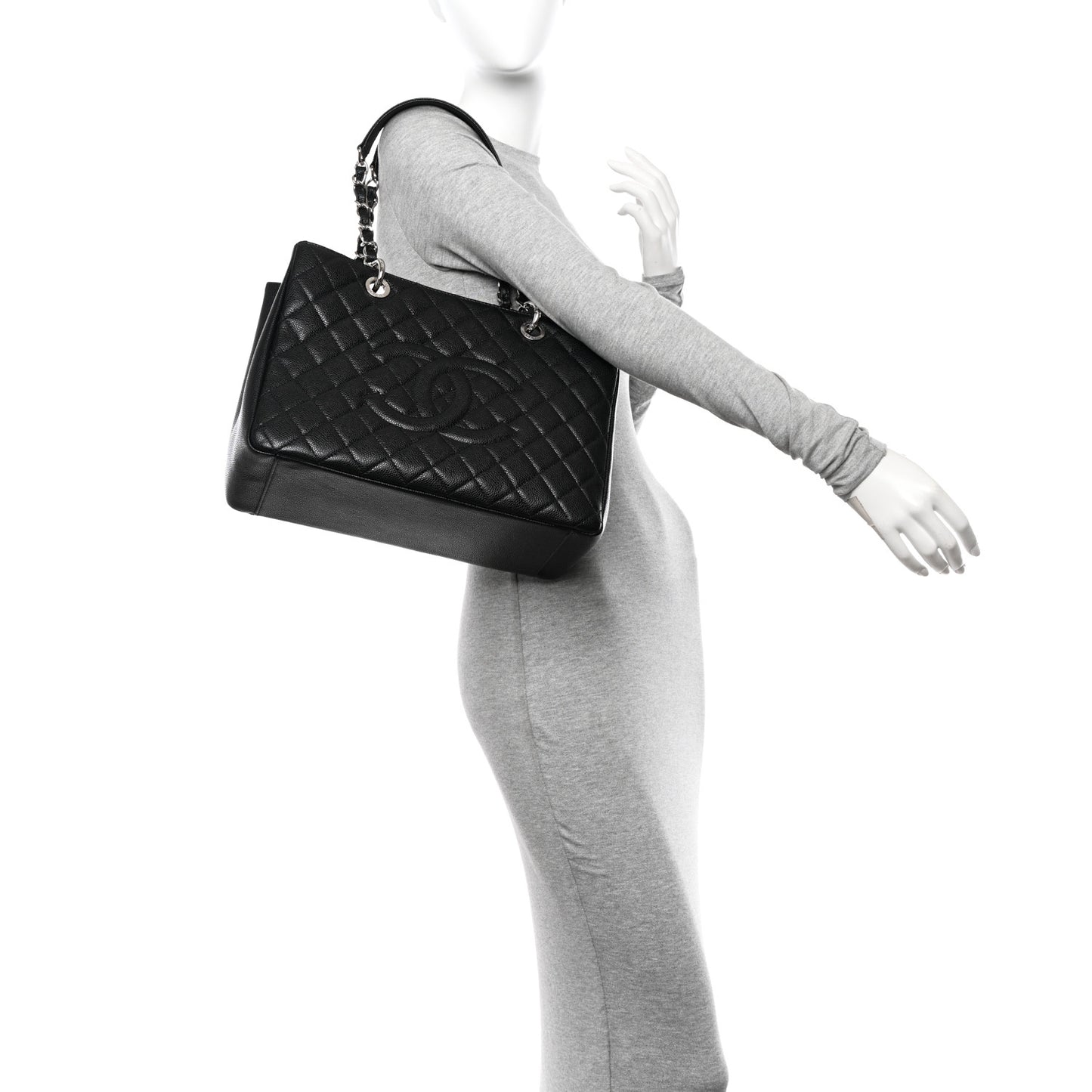 Caviar Quilted Grand Shopping Tote GST Black