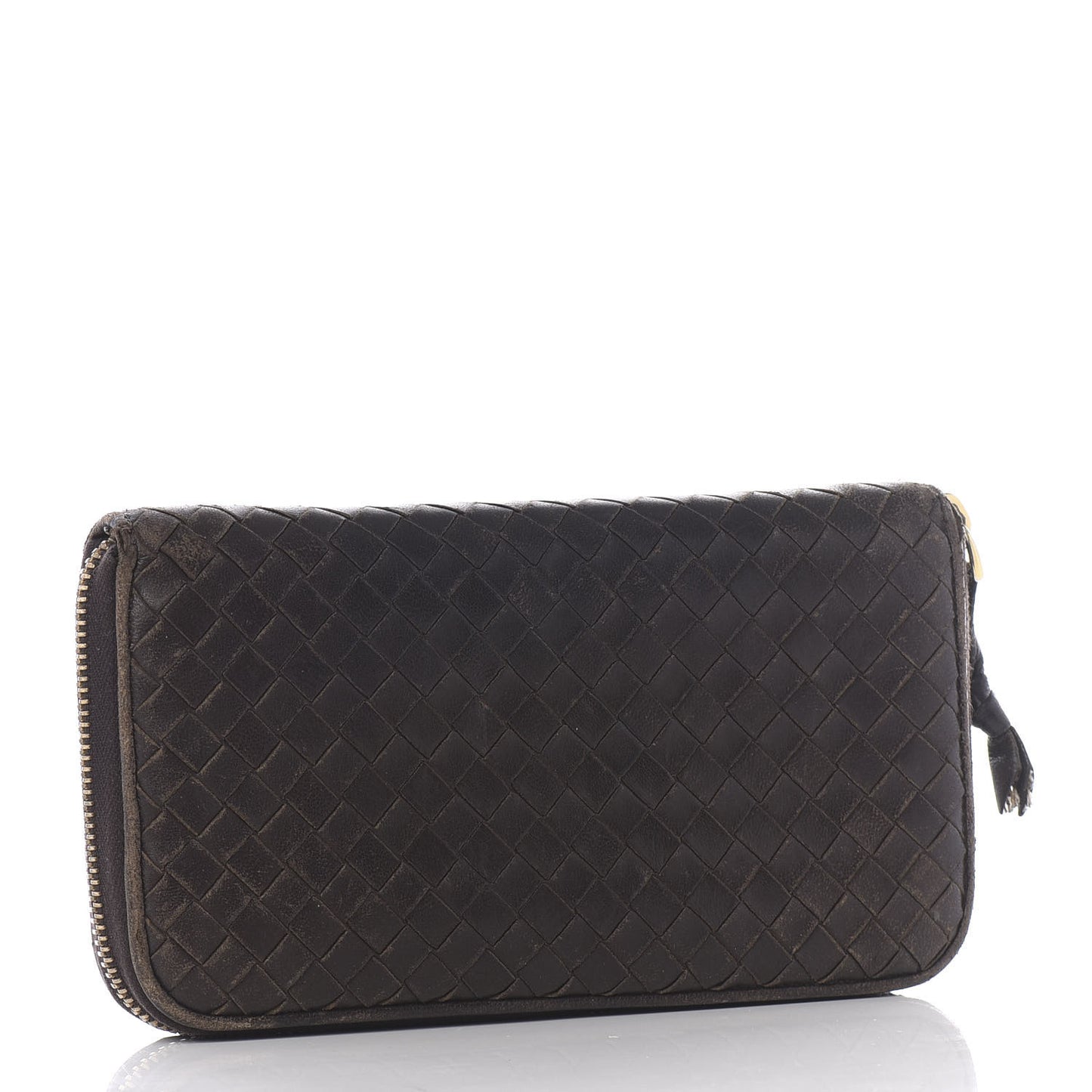 Nappa Intrecciato Zip Around Wallet Ebano