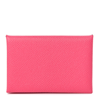 Hermes Epsom Calvi Card Case Rose Tyrien 1 of 7