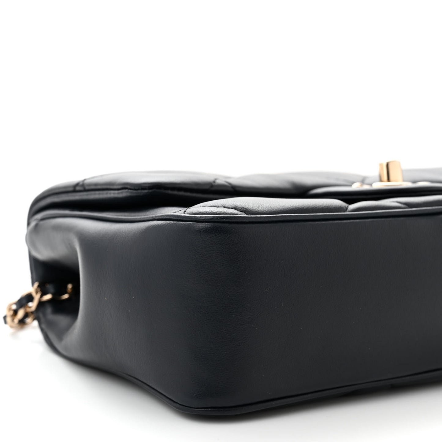 Lambskin Quilted Small Easy Carry Flap Navy