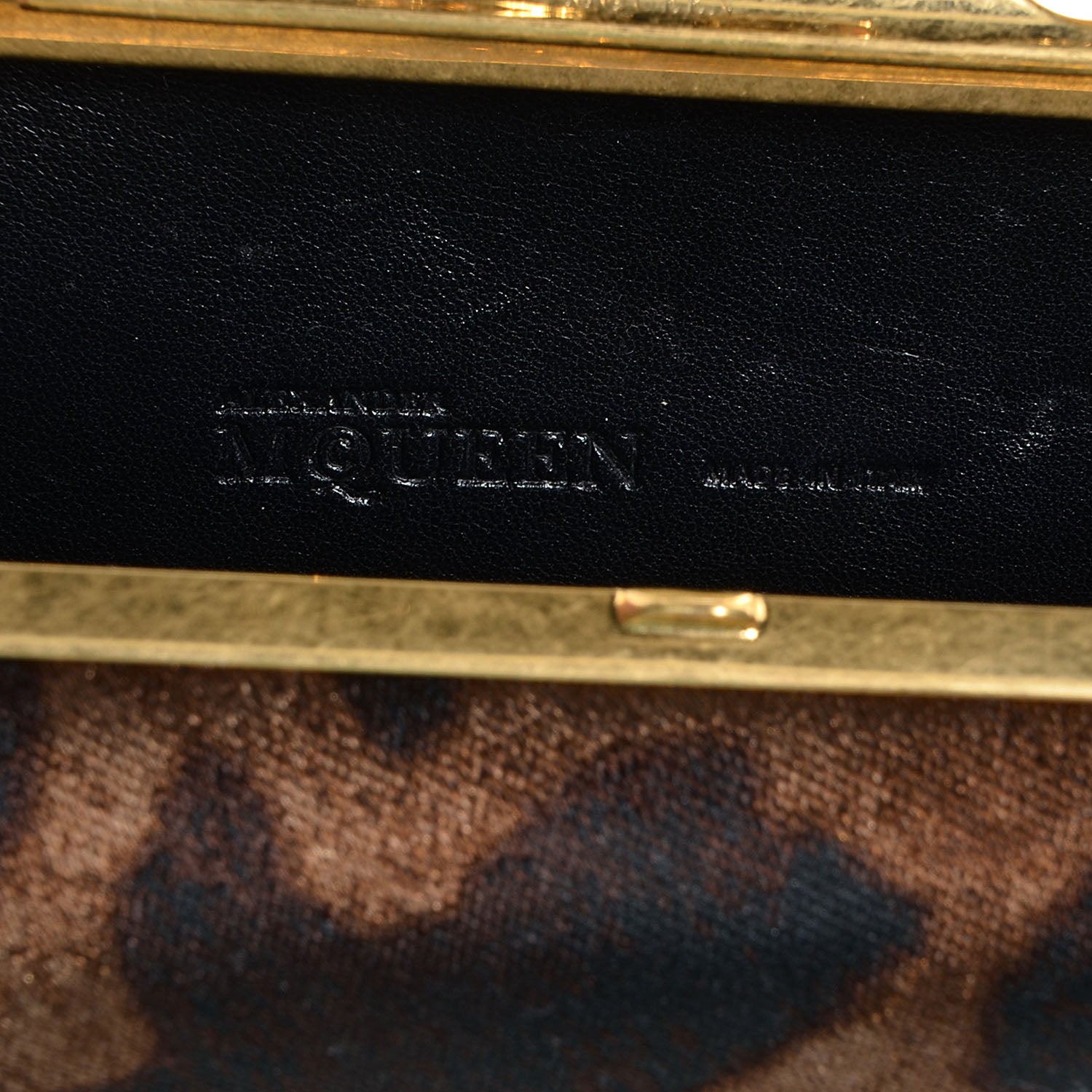 Alexander McQueen Silk Ocelot Print Skull Knuckle Box Clutch 8 of 9