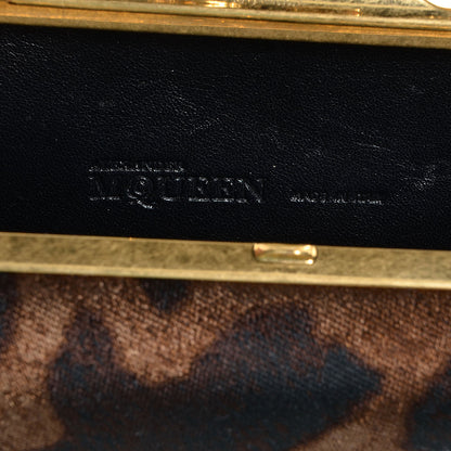 Alexander McQueen Silk Ocelot Print Skull Knuckle Box Clutch 8 of 9
