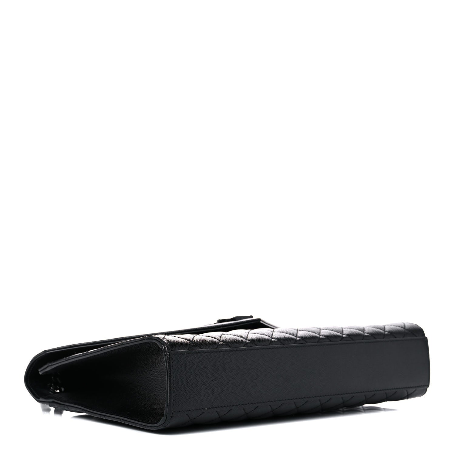 Saint Laurent Grain De Poudre Textured Mixed Matelasse Large Triquilt Monogram Monochrome Satchel Black 3 of 9