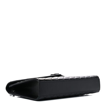 Saint Laurent Grain De Poudre Textured Mixed Matelasse Large Triquilt Monogram Monochrome Satchel Black 3 of 9