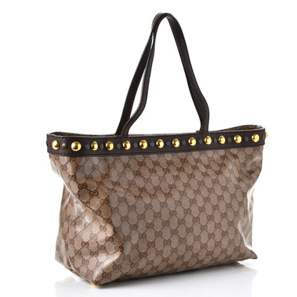 Gucci Crystal Monogram Medium Babouska Shopping Tote Dark Brown 3 of 11