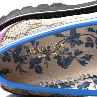 Gucci GG Supreme Monogram Cordovan Lux Womens Harald Horsebit 25mm Platform Loafers 37 Beige Sugar Pink Crop Shine Purple Marine 7 of 9