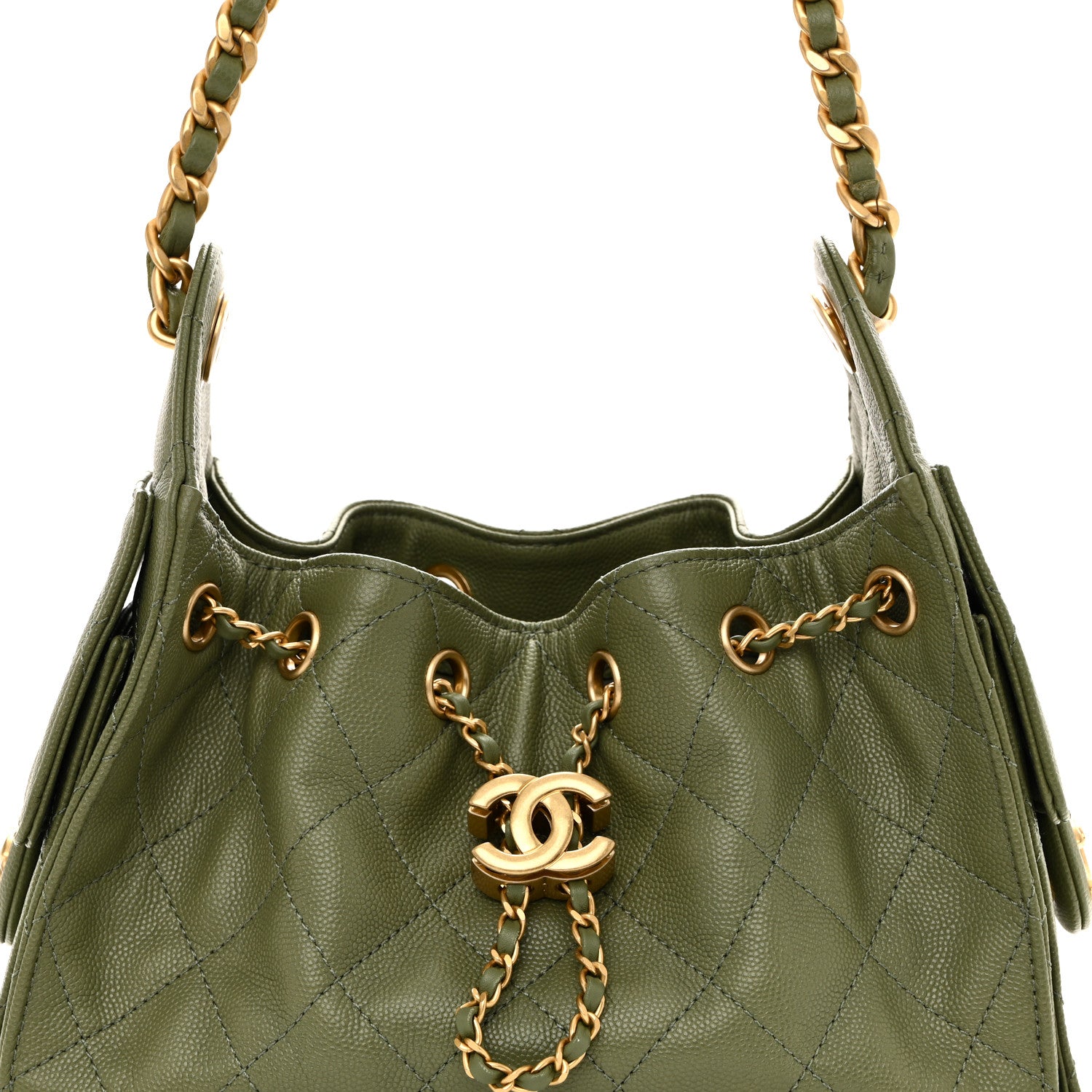 Chanel Caviar Quilted Mini Chanel 25 Handbag Green 8 of 10