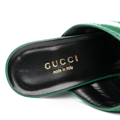 Gucci Malaga Kid Webby Crossover High Heel Slide Sandals 37.5 Emerald 7 of 8