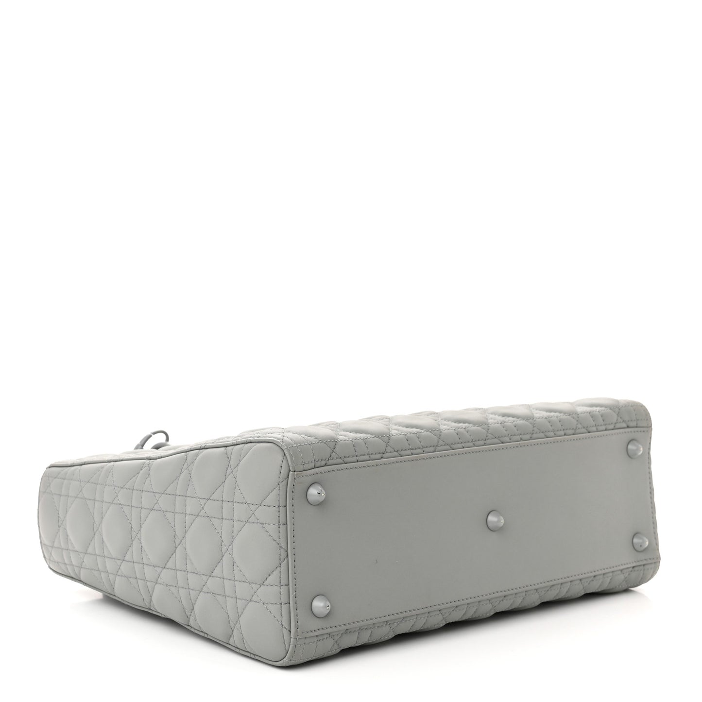 Ultra Matte Calfskin Cannage Large Lady Dior Grey Stone