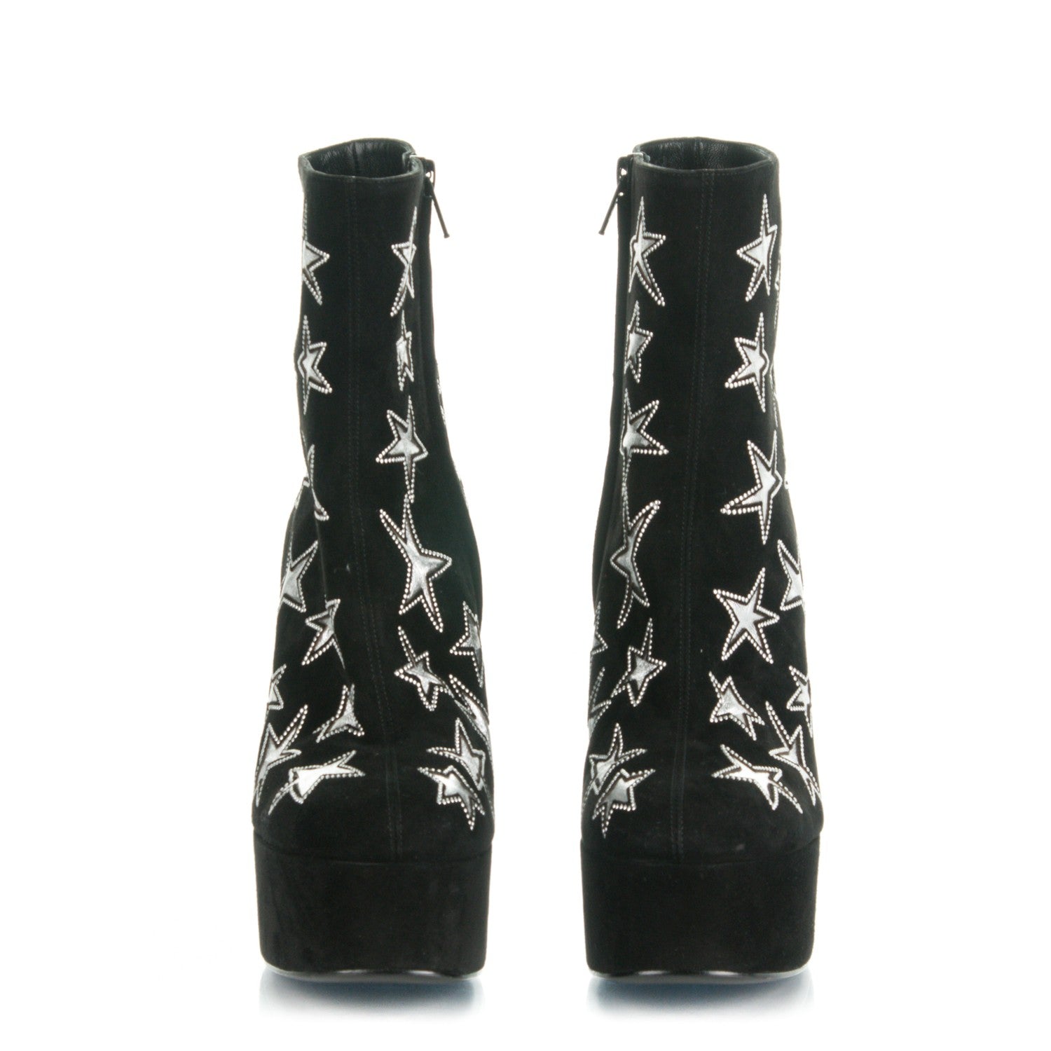 Saint Laurent Kid Scamosciato Lambskin Candy Star Studded Platform Boots 36.5 Black 2 of 10