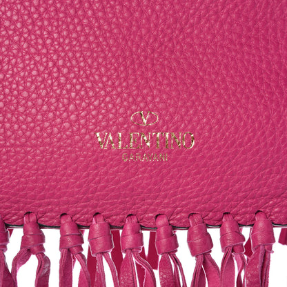 Valentino Garavani Grained Calfskin Rockee Fringe Clutch Fuxia 8 of 8