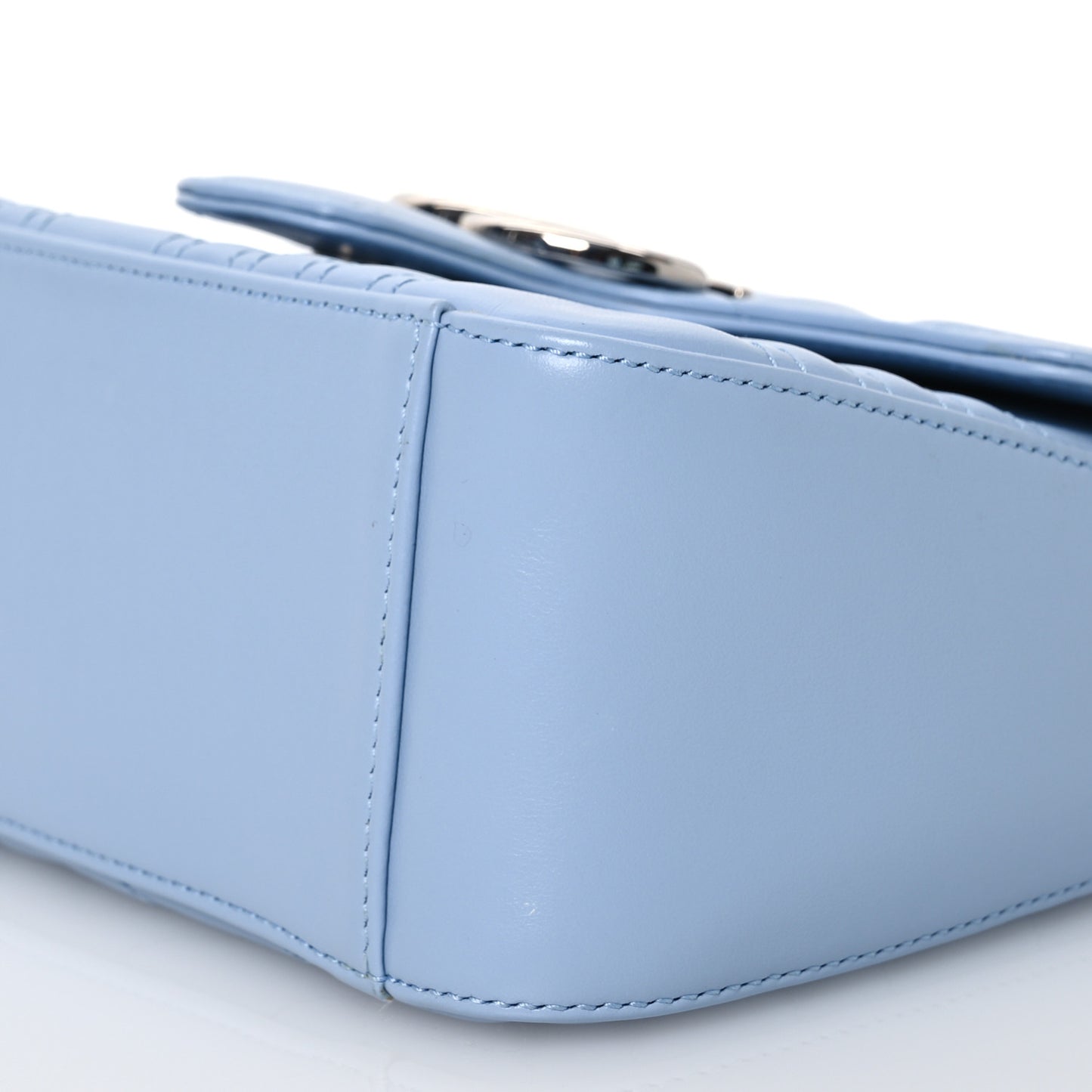 Calfskin Matelasse Mini GG Marmont Top Handle Shoulder Bag Porcelain Light Blue