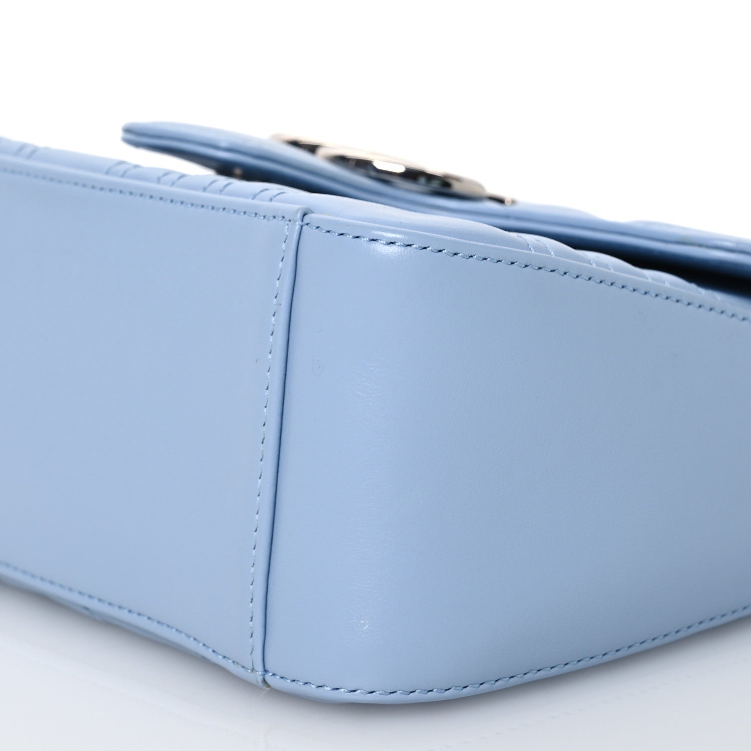 Gucci Calfskin Matelasse Mini GG Marmont Top Handle Shoulder Bag Porcelain Light Blue 10 of 16