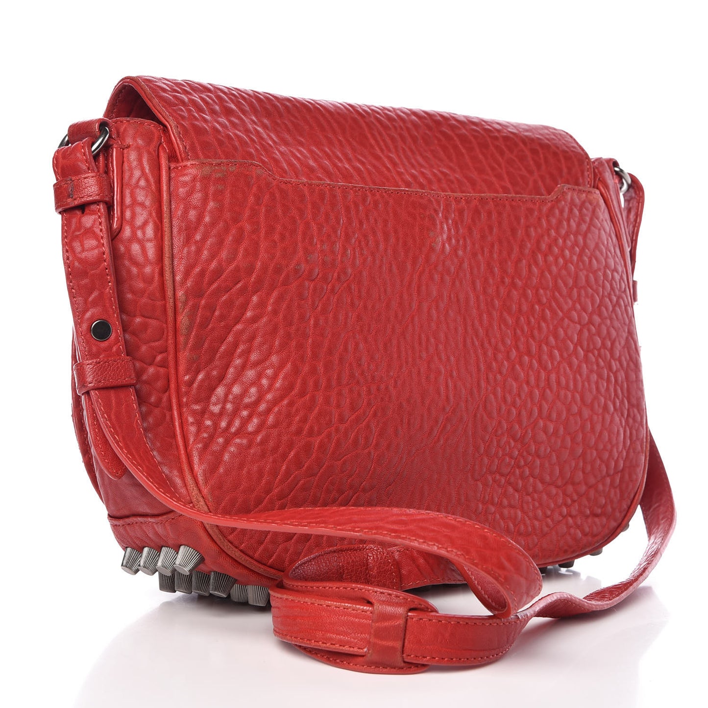 Pebbled Lambskin Lia Sling Red Nickel Hardware