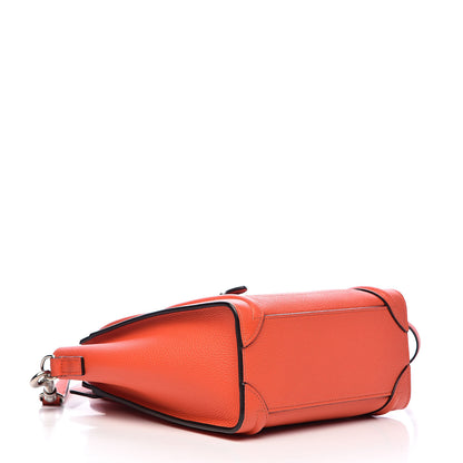 Celine Drummed Calfskin Nano Luggage Vermillion 4 of 11
