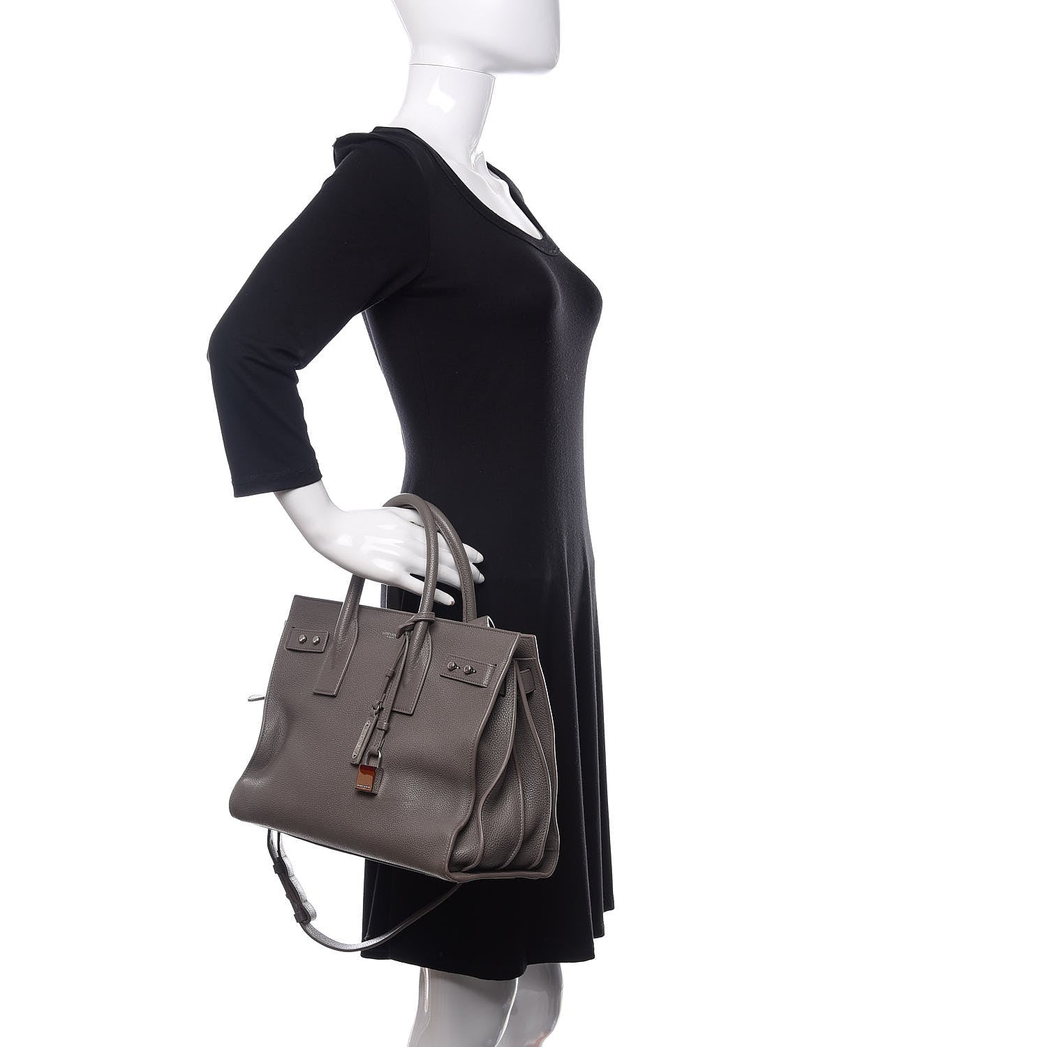 Saint Laurent Grained Calfskin Small Supple Sac De Jour Earth 3 of 12