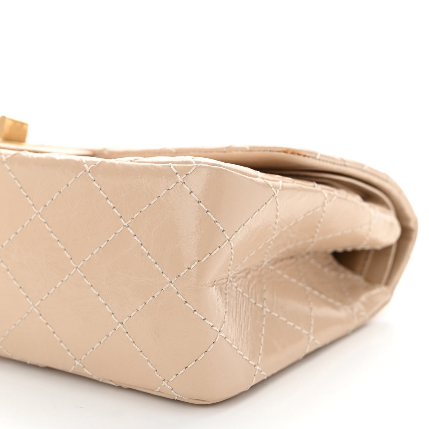 Patent Distressed Calfskin Quilted 2.55 Reissue 225 Flap Beige