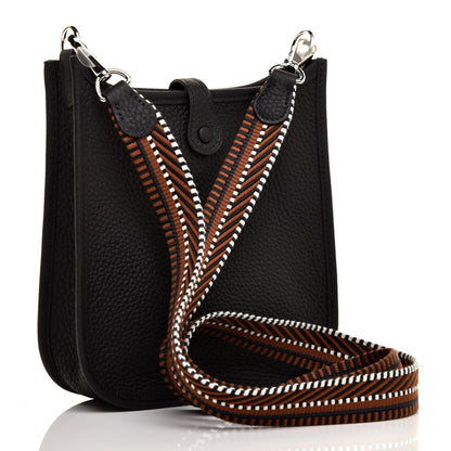 Hermes Taurillon Clemence Amazone Sangle Cavale Evelyne TPM Black Noisette 3 of 10