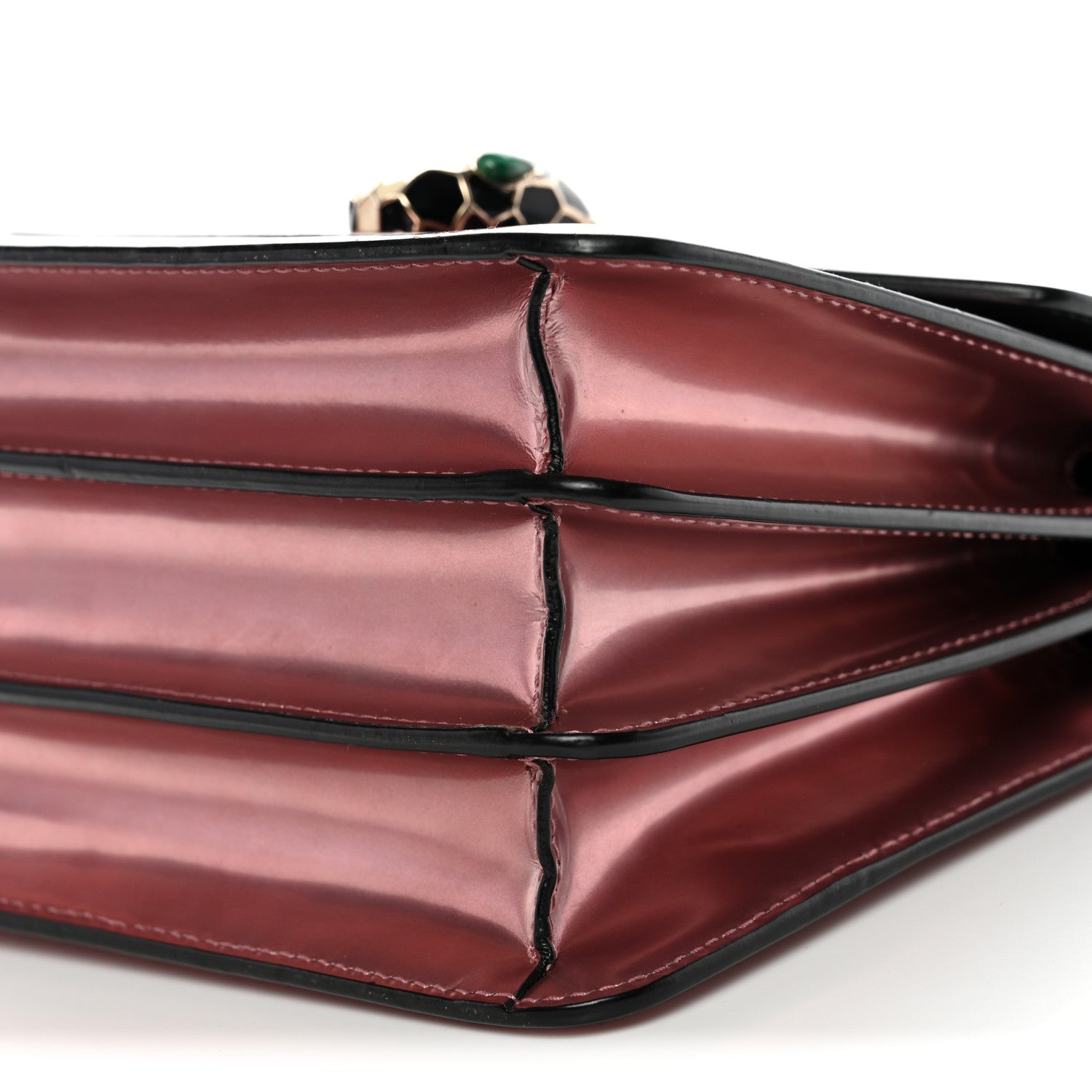 Bulgari Metallic Calfskin Serpenti Forever Top Handle Rose Quartz 9 of 13