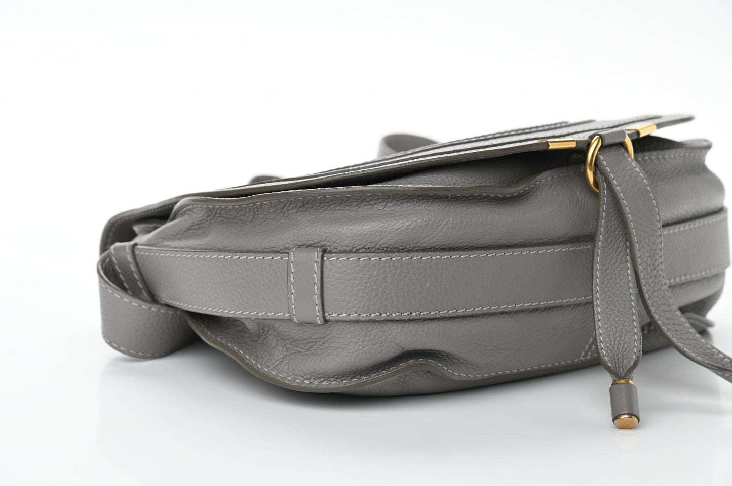 Calfskin Medium Marcie Round Crossbody Bag Cashmere Grey