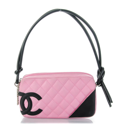 Chanel Calfskin Quilted Cambon Pochette Pink Black 1 of 7