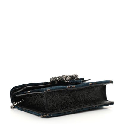 Gucci Velvet GG Monogram Super Mini Dionysus Shoulder Bag Blue Beige Black 4 of 10
