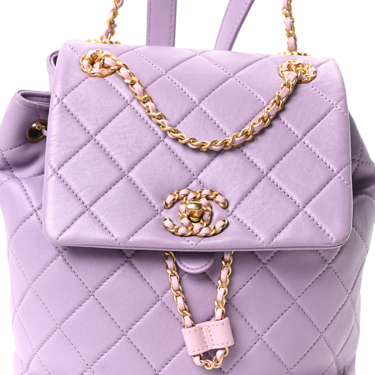Chanel Lambskin Quilted Braided CC Backpack Lilac 8 of 10