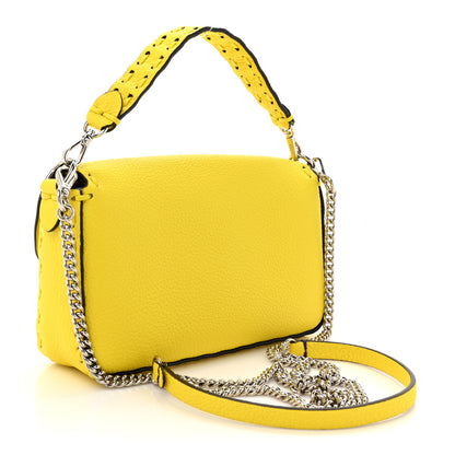 Fendi Cuoio Roma Sellerissima Nappa Sintetica Tape Stitch Mini Baguette Acid Yellow 3 of 11