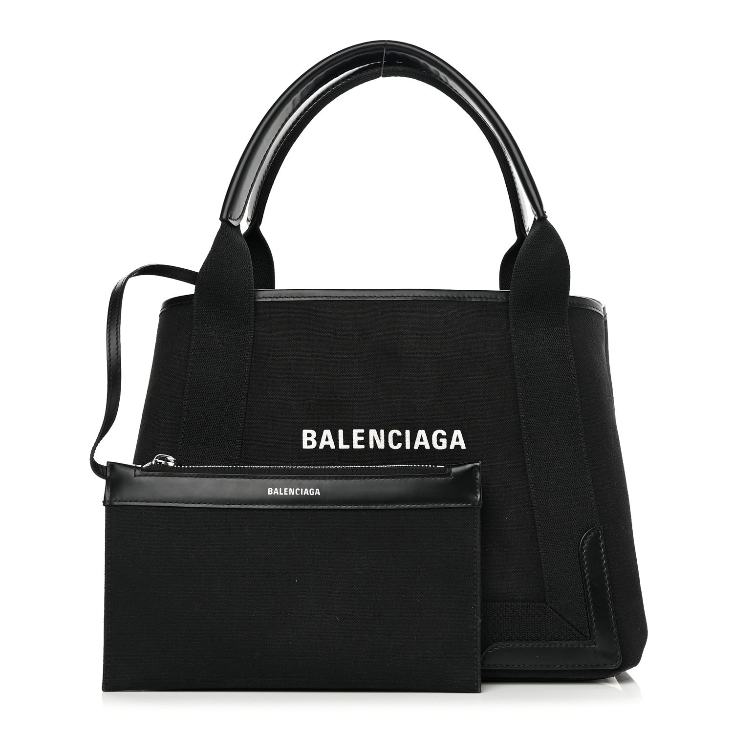 Balenciaga Cotton Canvas Calfskin S Navy Cabas Black 1 of 15
