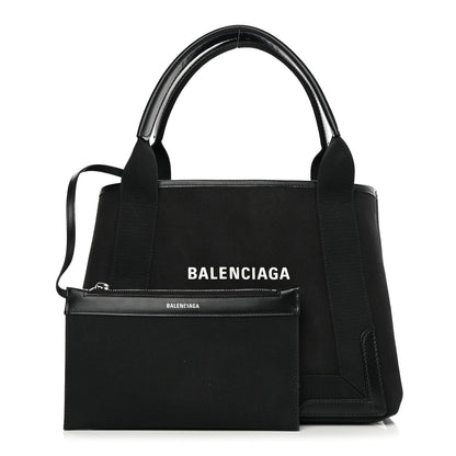 Balenciaga Cotton Canvas Calfskin S Navy Cabas Black 1 of 15