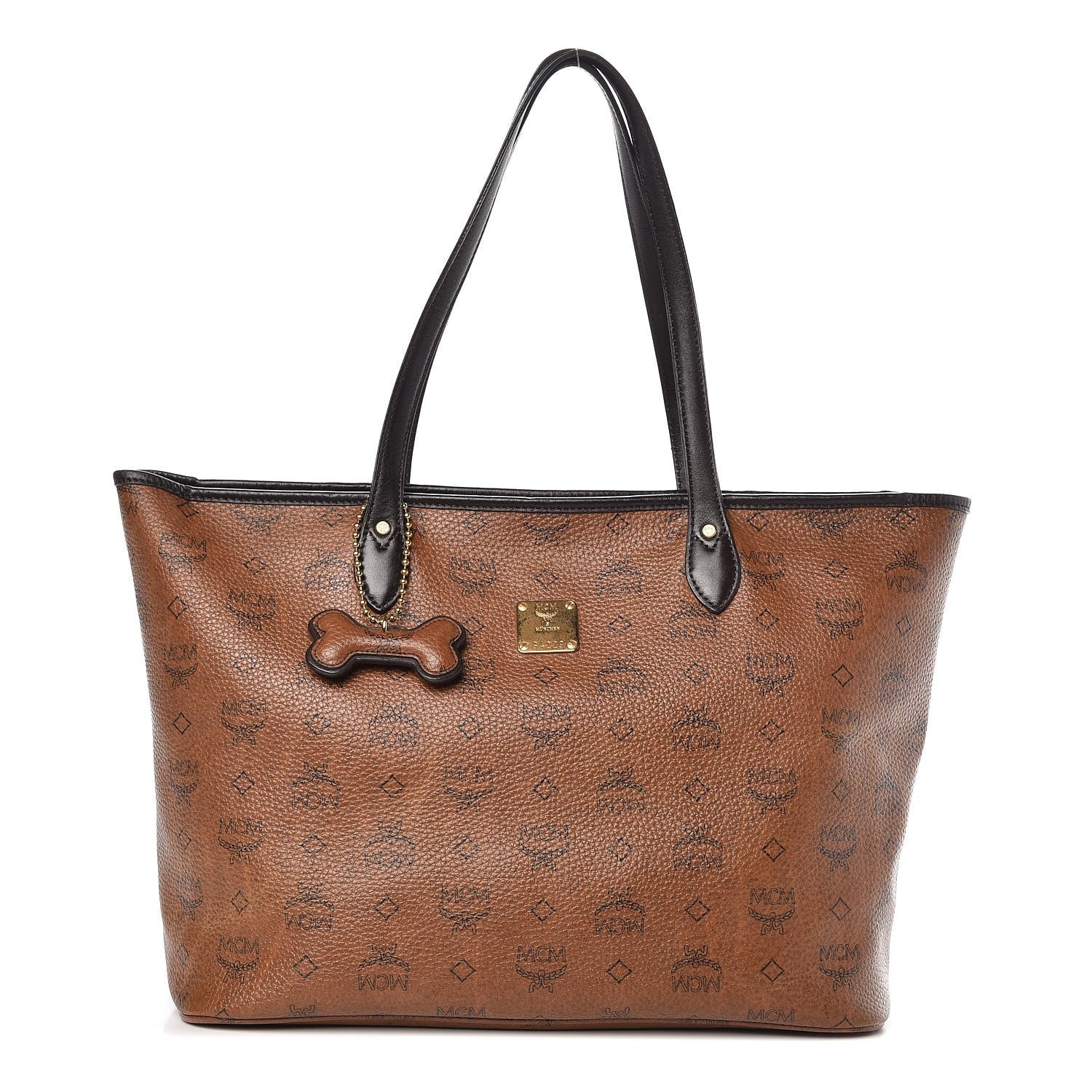 MCM Visetos Dog Bone Shopper Tote Brown 1 of 8