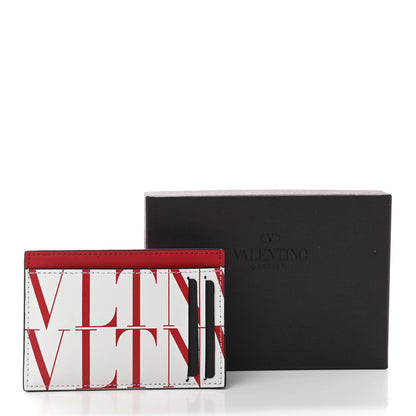 Valentino Garavani Calfskin VLTN Times Card Holder Red White 7 of 7