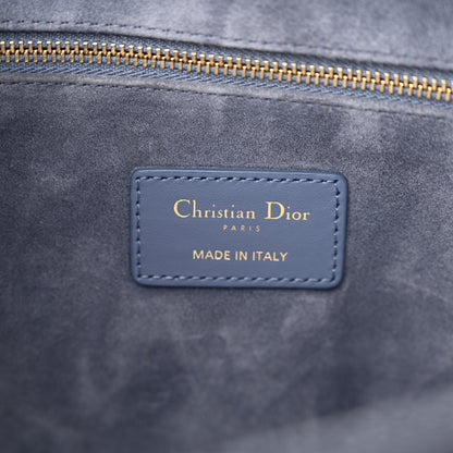 Christian Dior Calfskin Macro Cannage Small Book Tote Denim Blue 6 of 14