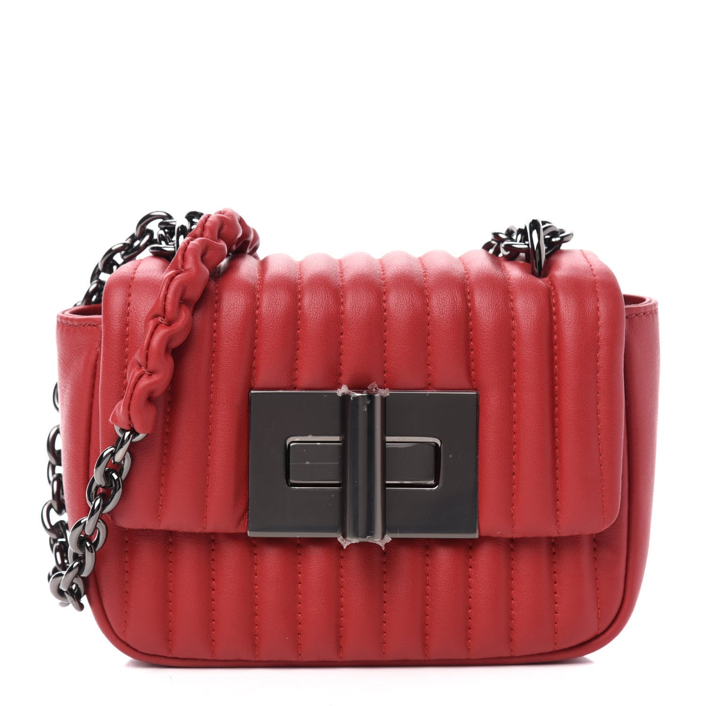 Calfskin Quilted Small Natalia Shoulder Bag Fire