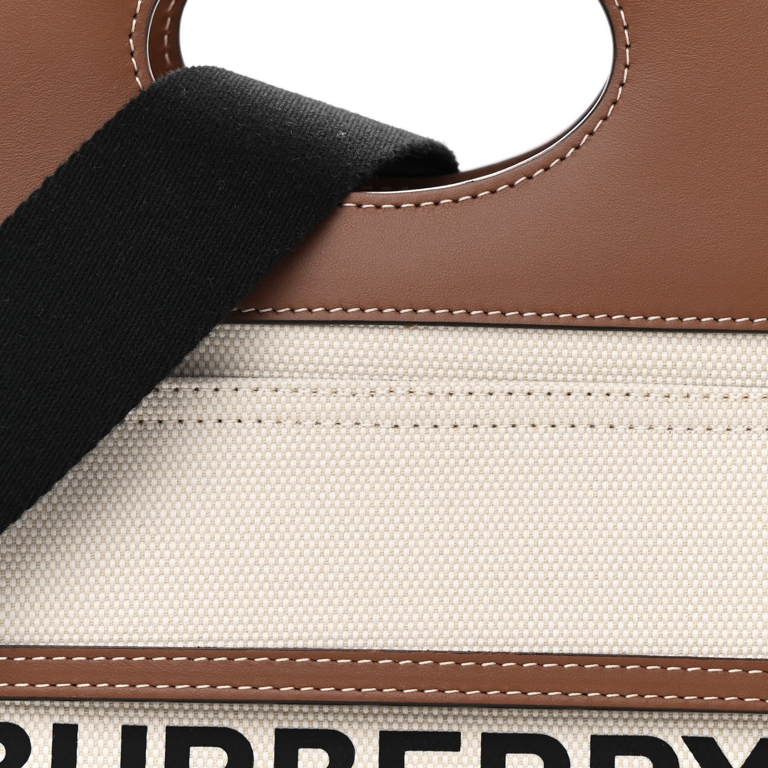 Burberry Canvas Smooth Calfskin Two Tone Small Pocket Bag Natural Malt Brown 8 of 13