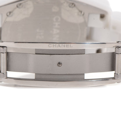 Chanel Stainless Steel Ceramic Diamond 33mm J12 Quartz Watch White 4 of 7