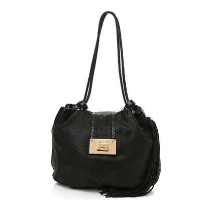 Jimmy Choo Calfskin Snakeskin Embossed Elaphe Snakeskin Robin Bag Black 1 of 9