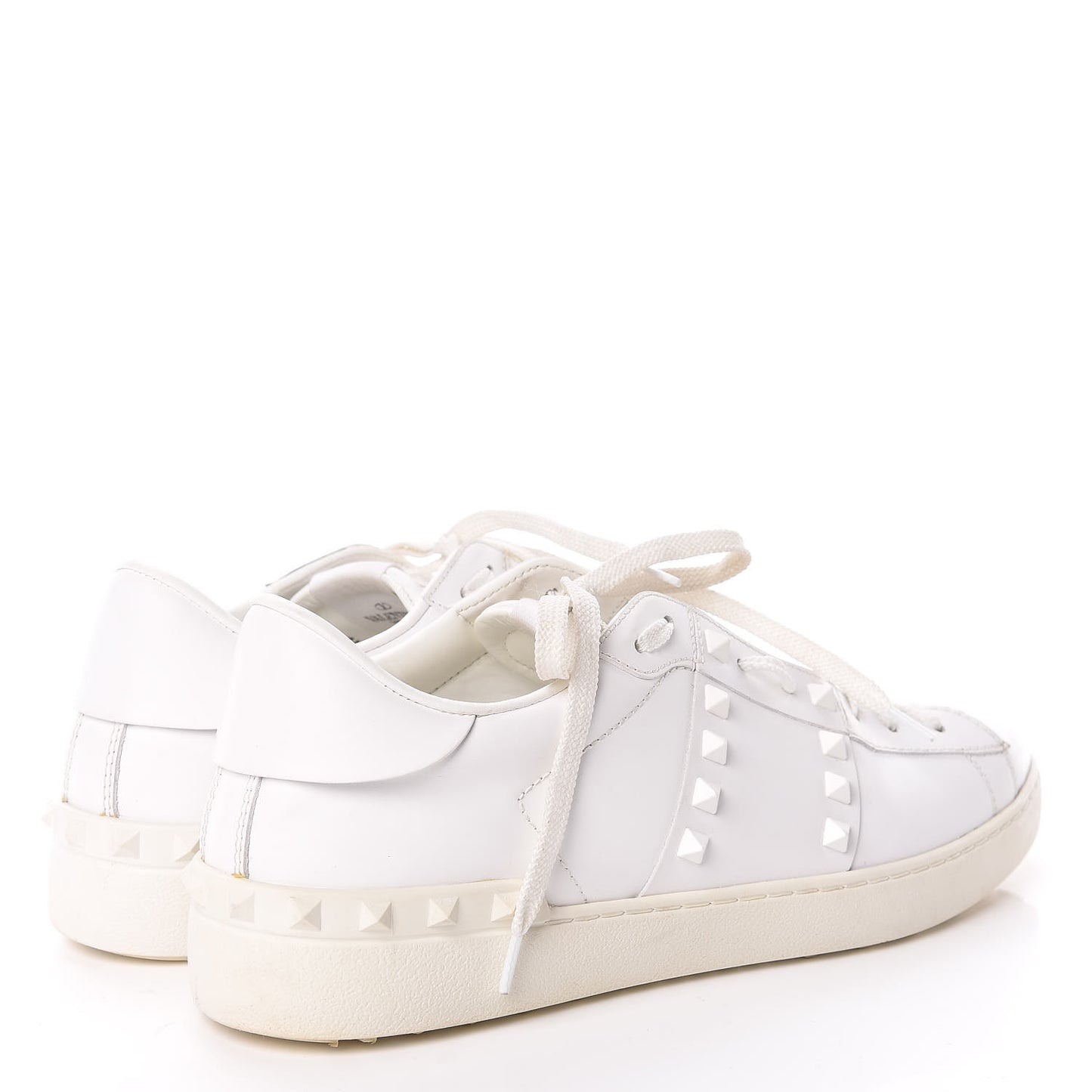 Calfskin Mens Rockstud Untitled Open Sneakers 42 White