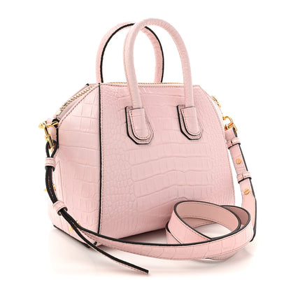 Givenchy Calfskin Crocodile Embossed Mini Antigona Pink 3 of 12