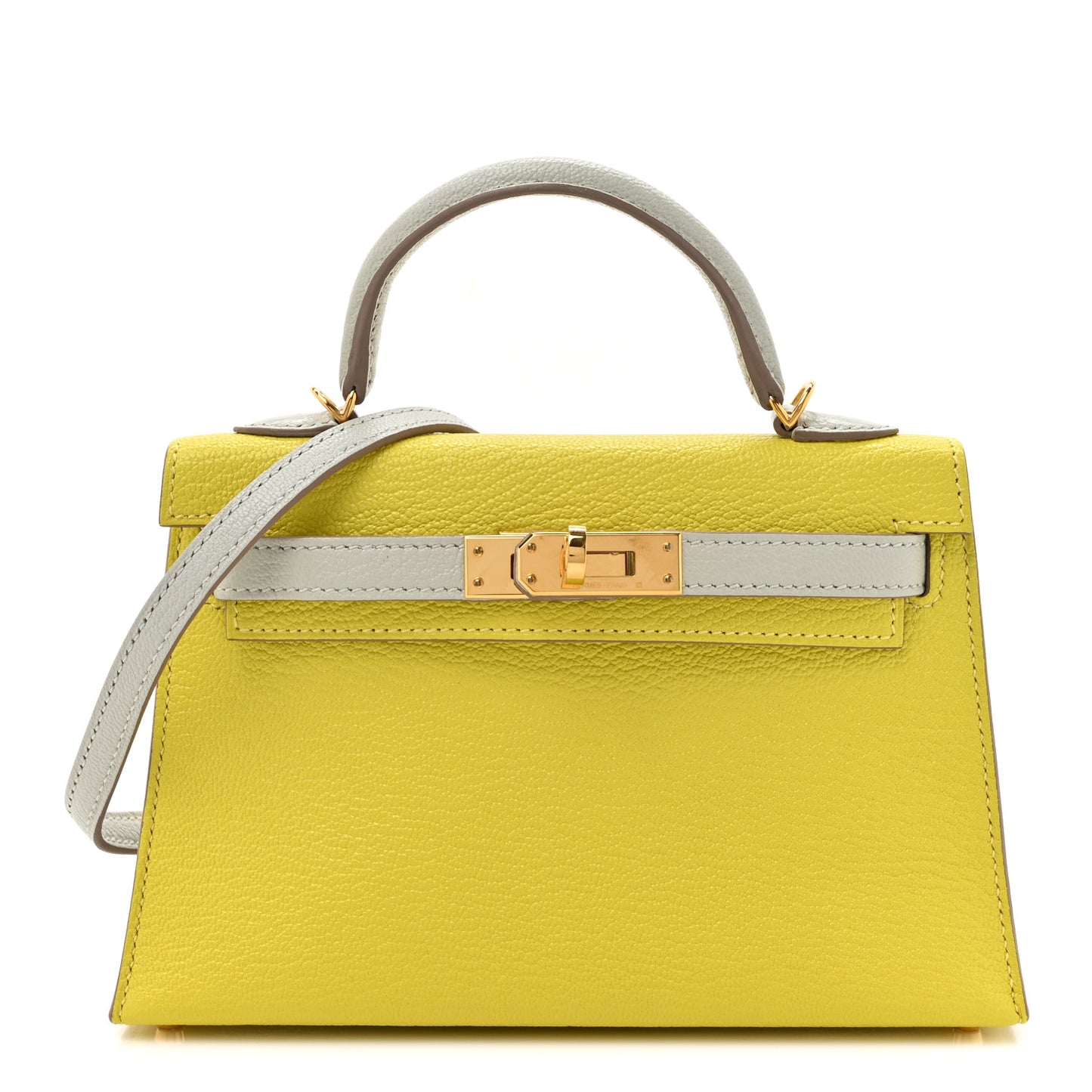 Chevre Mysore Horseshoe Mini Kelly Sellier 20 Lime Gris Perle