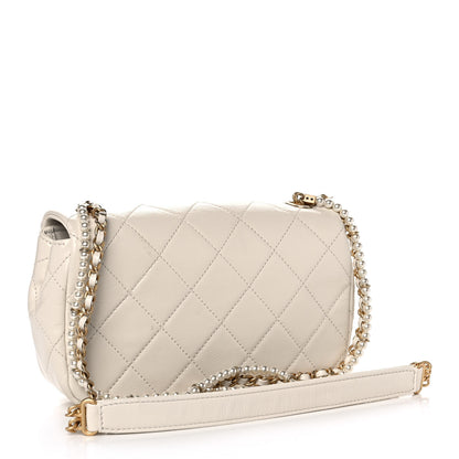 Chanel Calfskin Quilted Mini Crystal Pearls Rectangular Flap White 2 of 12