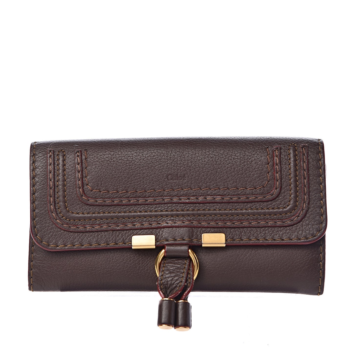 Calfskin Marcie Continental Flap Wallet Truffle