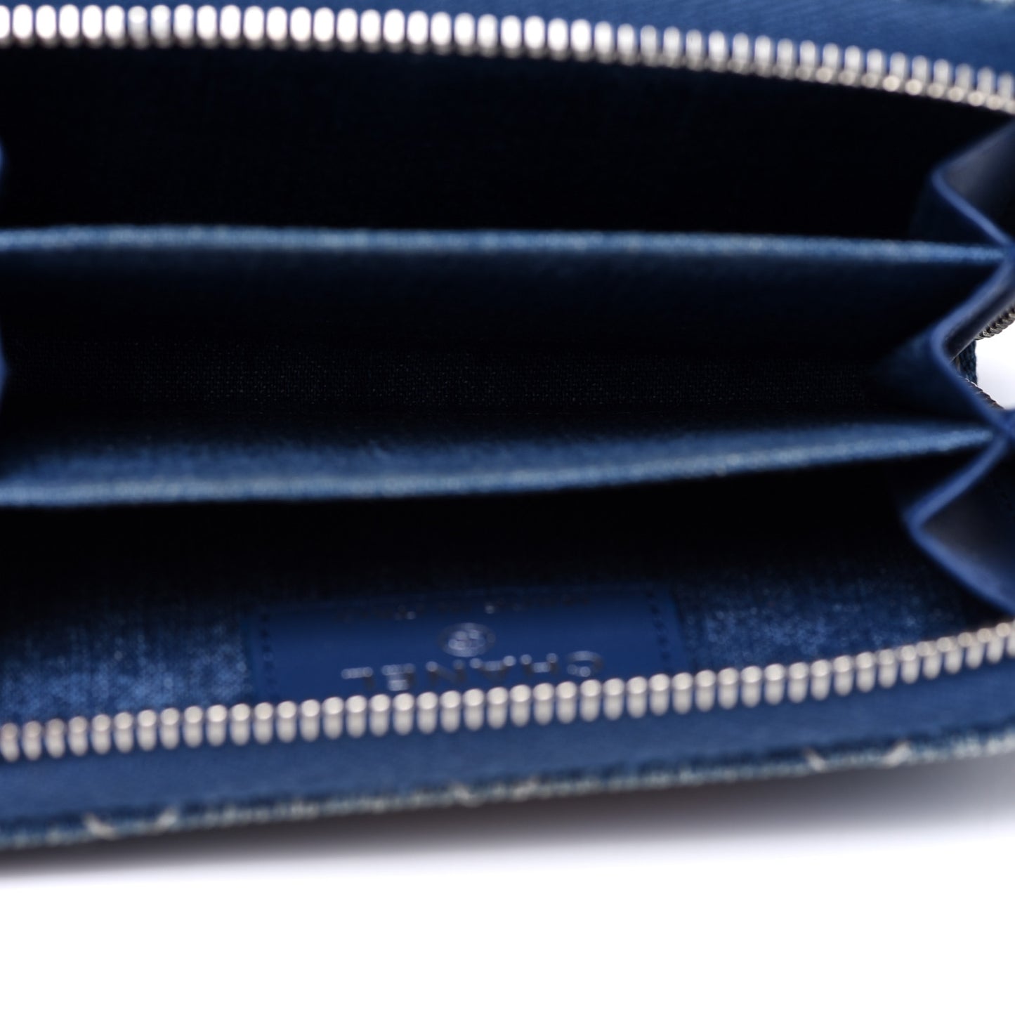 Denim Quilted Zip Coin Purse Blue
