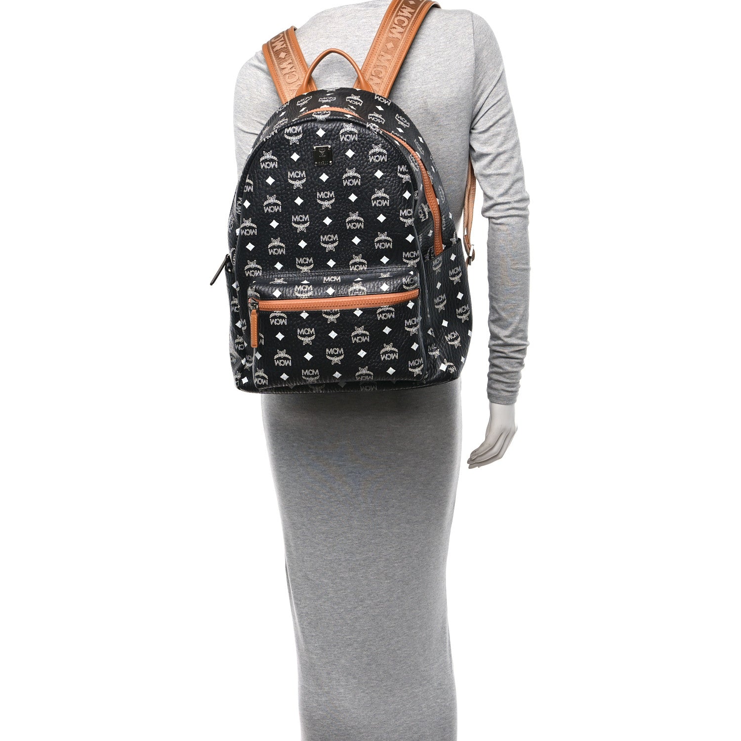 MCM Visetos Medium Stark Backpack Black Cognac 2 of 11