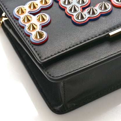 Fendi Vitello Liberty Fun Fair Metal Studded Tube Wallet on Chain Black Multicolor 6 of 8