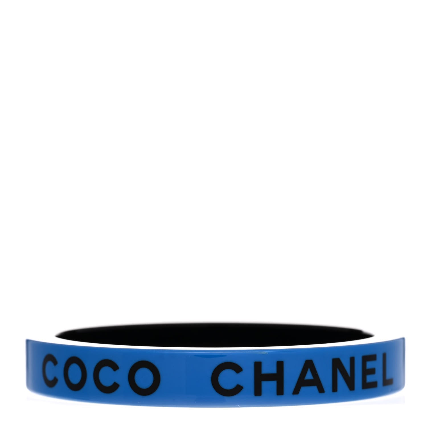 Chanel Resin Logo Bangle Bracelet Blue Black 3 of 5