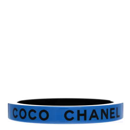 Chanel Resin Logo Bangle Bracelet Blue Black 3 of 5